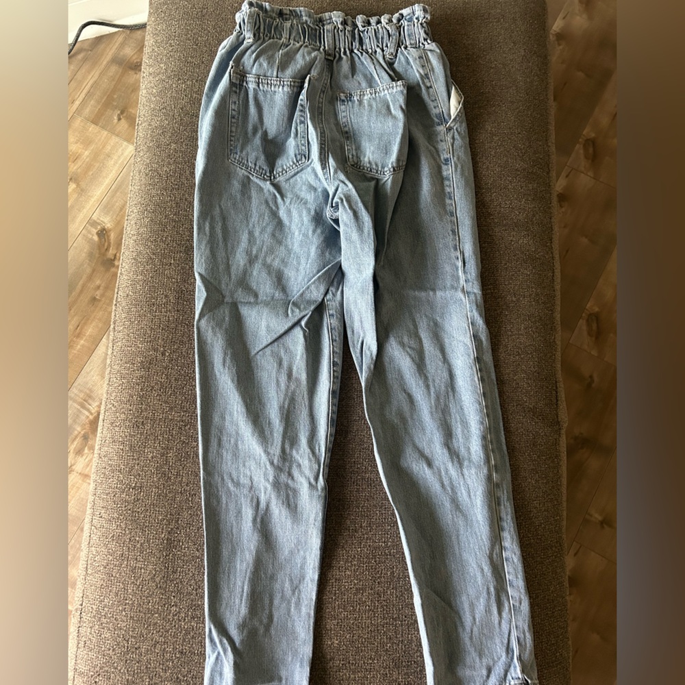 Forever 21 Light Blue High-Rise Paperbag Jeans
